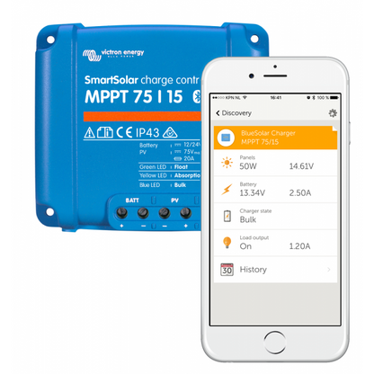 Victron Energy Charge Controller - SmartSolar MPPT 75/15 (12/24V-15A) - With Bluetooth