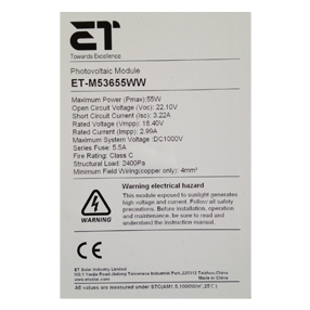 ET Solar ET-M53655 55w Monocrystalline Solar Panel